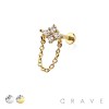 FLOWER MARQUISE CZ CHAIN TOP 316L SURGICAL STEEL THREADLESS (PUSH IN ) LABRET SET